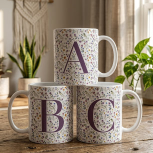 Mother’s Day Floral Bridesmaid Teacher Initial Coffee Mug