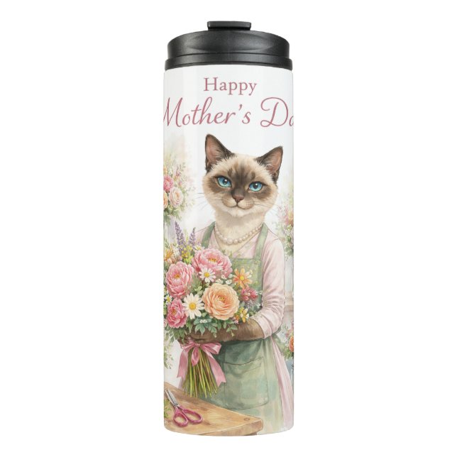 Mother’s Day Florist Cat  Thermal Tumbler (Front)