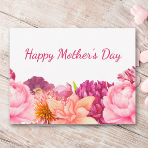 Mother’s Day for Mum Pink Floral Modern Holiday Postcard