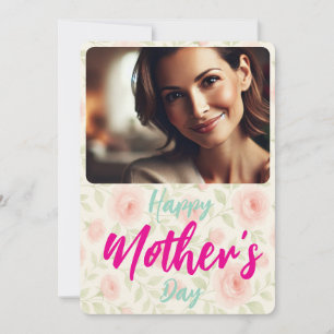 Mother’s Day Gift Floral Holiday Card Custom Photo