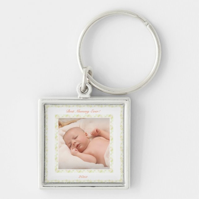 Mother’s Day Green Best Mommy Mom Ever Photo Gift Key Ring (Front)