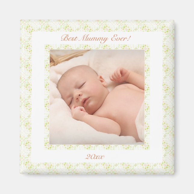 Mother’s Day Green Best Mommy Mom Ever Photo Gift Magnet (Front)