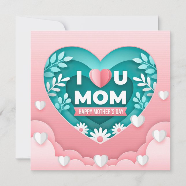 Mother’s Day Hearts & Flowers Card (Front)