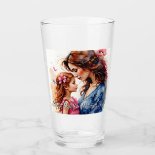 Mother’s Day Hug in Watercolor Floral Style Glass