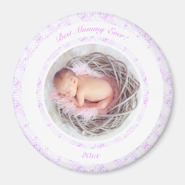 Mother’s Day Lilac Pink Best Mommy Ever Photo Gift Magnet (Front)