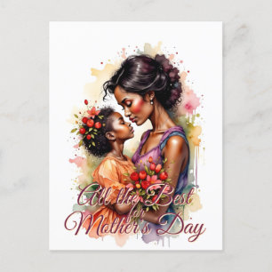 Mother’s Day Love Art in Watercolor Style Holiday Postcard
