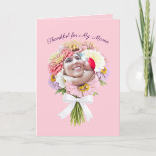 Mother’s Day Mama Zinnia Bouquet Custom Photo Card