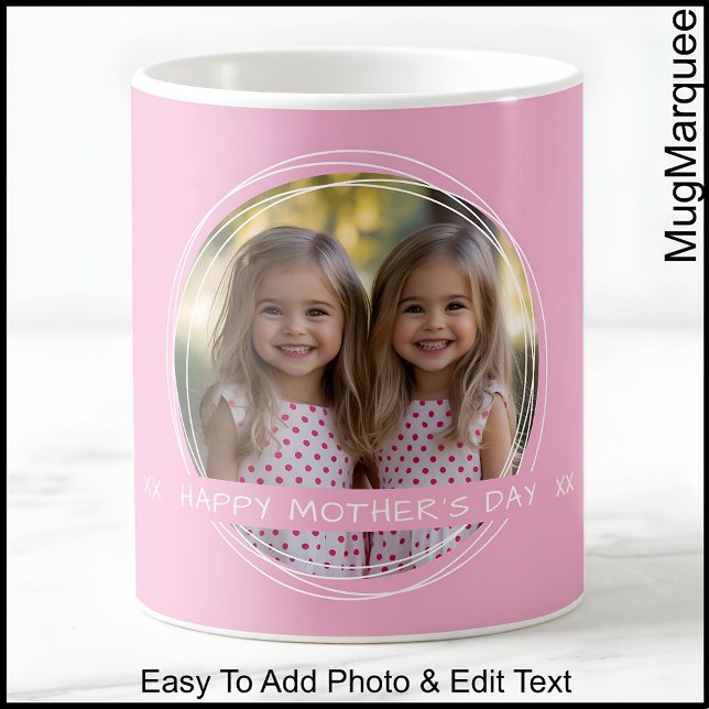 Mother’s Day, Mum, Pretty Pink Photo Custom C90 Coffee Mug (Creator Uploaded)