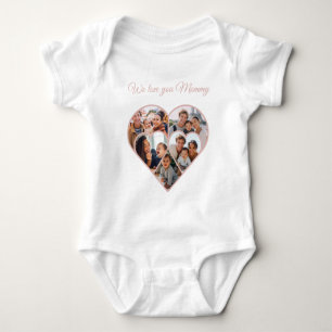 Mother’s Day Photo Collage Heart Family Picture Baby Bodysuit
