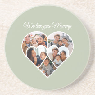 Mother’s Day Photo Collage Heart Family Picture Coaster