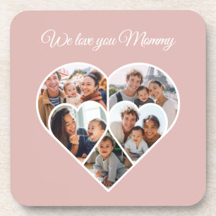 Mother’s Day Photo Collage Heart Family Picture  Coaster
