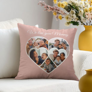Mother’s Day Photo Collage Heart Family Picture  Cushion