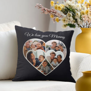 Mother’s Day Photo Collage Heart Family Picture  Cushion