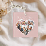 Mother’s Day Photo Collage Heart Family Picture  Key Ring<br><div class="desc">Celebrate Mum with a personalised square keychain featuring a soft blush background,  a heart-shaped family photo collage,  and a sweet handwritten-style message. This sentimental keepsake makes a lovely Mother’s Day gift for moms,  grandmas,  and mother figures who enjoy carrying family memories everywhere.</div>