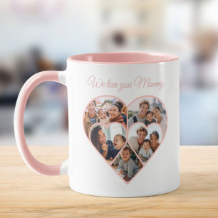 Mother’s Day Photo Collage Heart Family Picture Mug