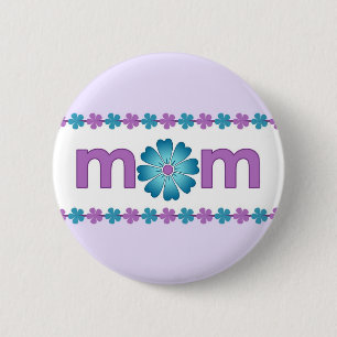 Mother’s Day Purple Spring Flowers Button