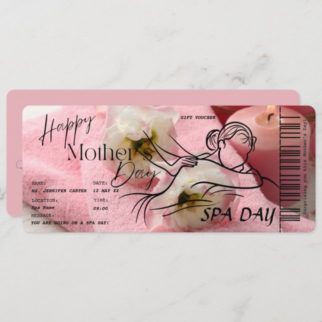 Mother’s Day Spa Day Surprise Voucher  Invitation (Front/Back)