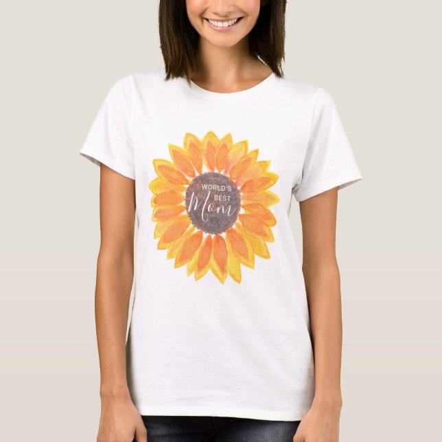 Mother’s Day Sunflower World's Best Mom T-Shirt (Front)