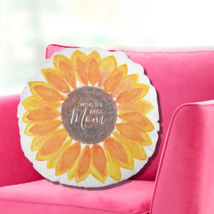 Mother’s Day Sunflower World's Best Mum Round Cushion