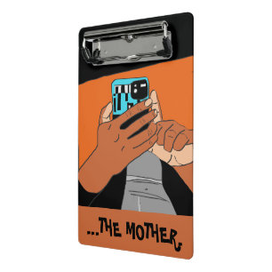 Mother’s Mobile Hands Cyan Orange Black Mini Clipboard