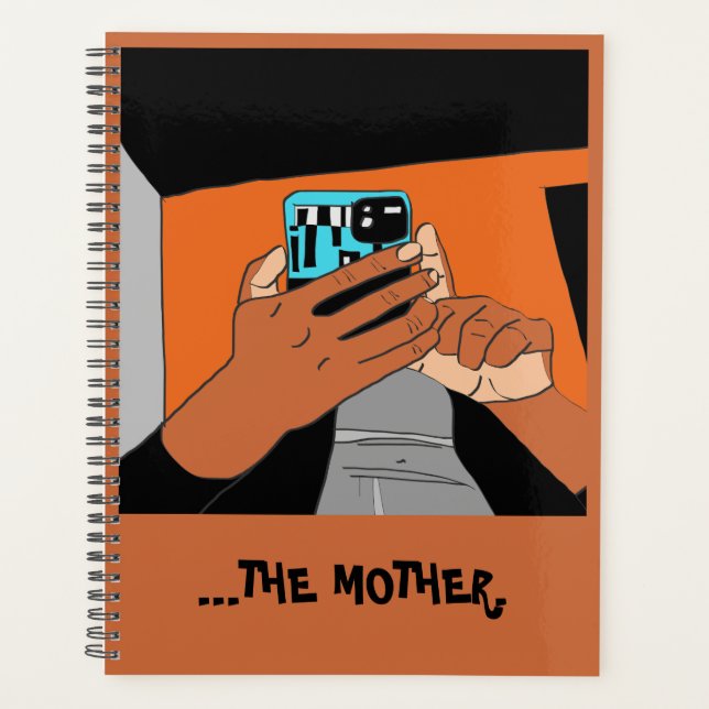 Mother’s Mobile Hands Cyan Orange Black Planner (Front)