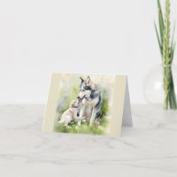 Mother Siberian Husky Dog Mum Paint Background