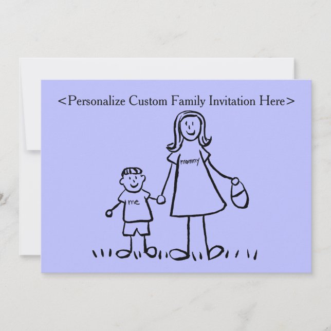 Mother & Son Custom Family Characters Invitation (Front)