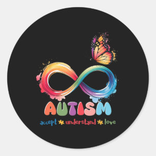 Mother Son Family Accept Autistic Kids Autism Awar Classic Round Sticker