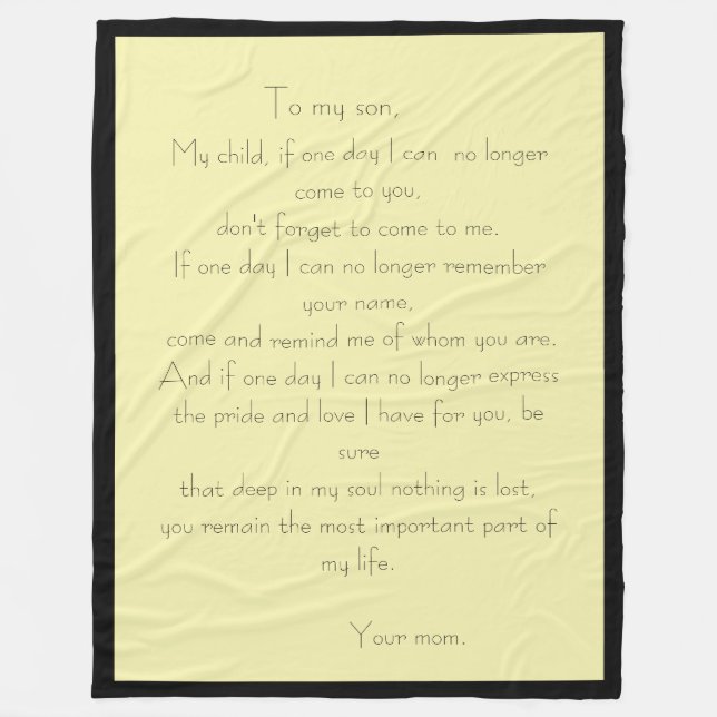 Mother/son love message fleece blanket (Front)