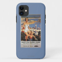 Mother & Son on Beach Railway Poster