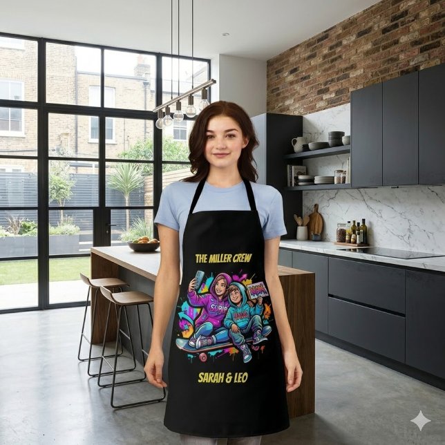  Mother Son Skater Black Graffiti Apron (Creator Uploaded)