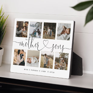 Mother Sons Heart Script   Photo Grid Collage Plaque
