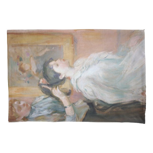 Mother Styling Daughter's Hair (by Berthe Morisot) Pillowcase (Front-Left)