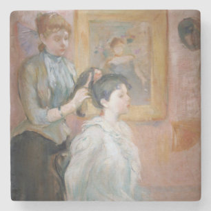 Mother Styling Daughter's Hair (by Berthe Morisot) Stone Coaster