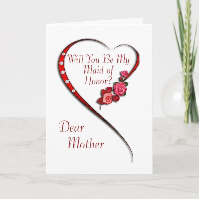 Mother, Swirling heart Maid of Honour invite (Front)