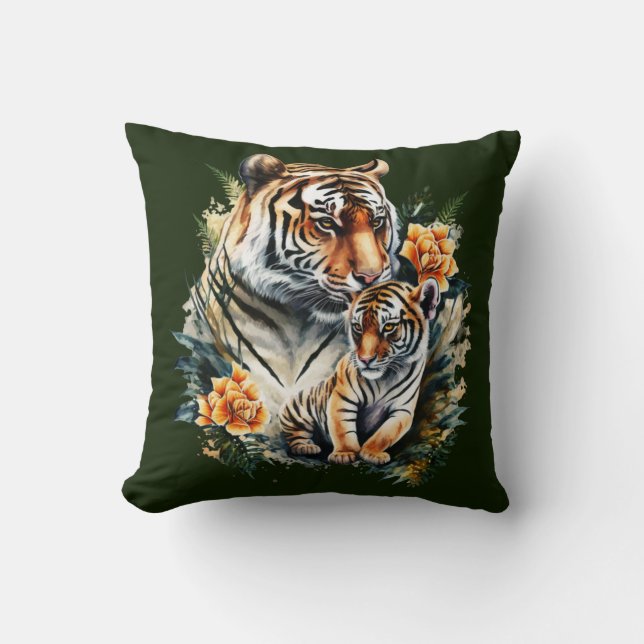 Mother Tiger with her Cub Pillow (Front)