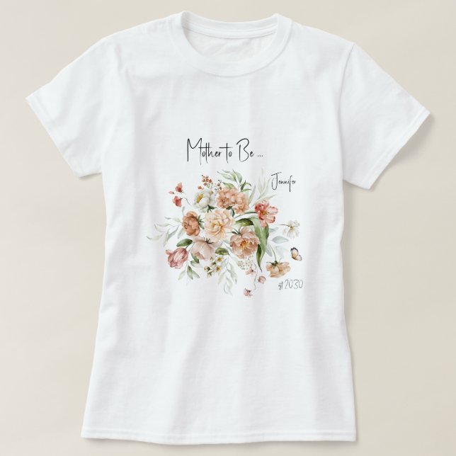 Mother-to-Be Blush Pink Girl Baby Shower T-Shirt (Design Front)