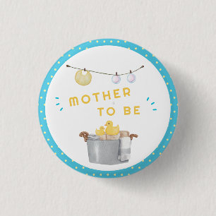 Mother To Be Clothesline Rubber Duck Baby Shower  3 Cm Round Badge