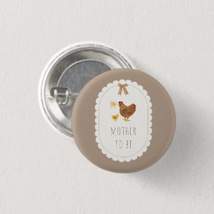 Mother To Be Cottagecore Hen Chick Baby Shower 3 Cm Round Badge