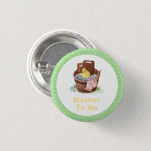 Mother To Be Laundry Rubber Duck Baby Shower 3 Cm Round Badge