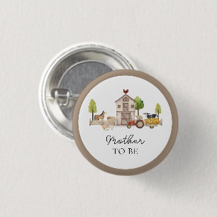 Mother To Be Vintage Farmer Tractor Baby Shower 3 Cm Round Badge