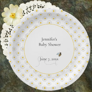 Mother-to-Bee Baby Shower White Paper Plate