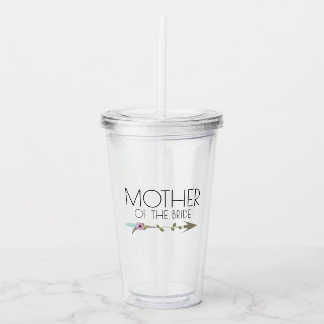 Mother Tribal Floral Arrow Wedding Bachlorette Acrylic Tumbler (Front)