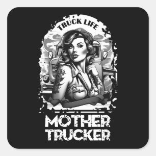 Mother Trucker Square Sticker