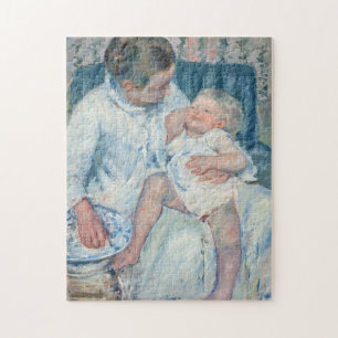 Mother Washing Her Sleepy Child Jigsaw Puzzle