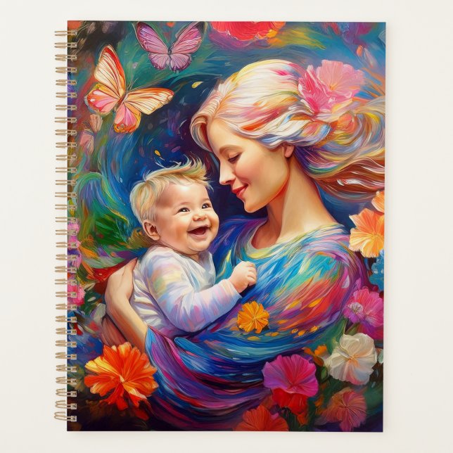 Mother with Baby Boy Colourful Painting Planner (Front)