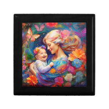 Mother with Baby Girl Colourful Painting