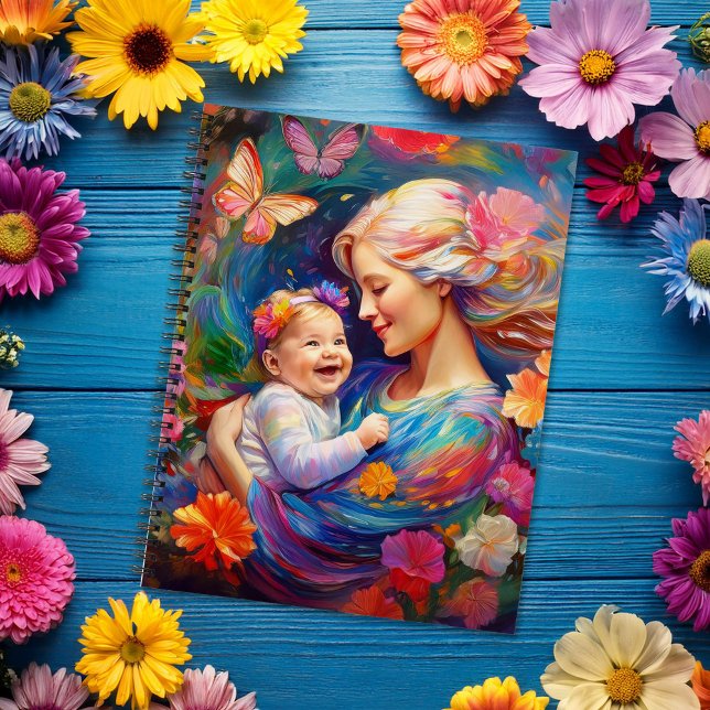 Mother with Baby Girl Colourful Painting Notebook (Creator Uploaded)