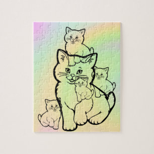 mother with four kitten puzzle