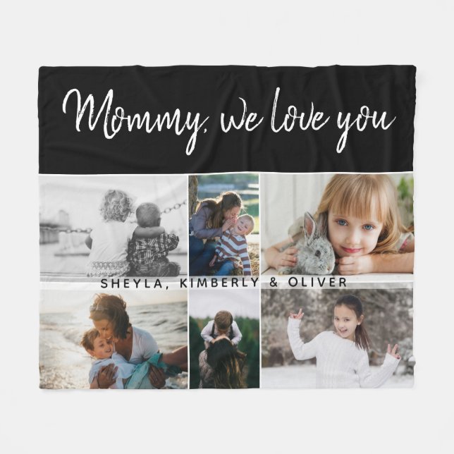 Mother with Kids and Family Mum 6 Photo Collage  Fleece Blanket (Front (Horizontal))